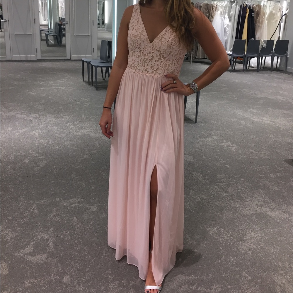 David’s Bridal Lace Mesh V Neck Bridesmaid Dress | petal | size 8 - Picture 5 of 5